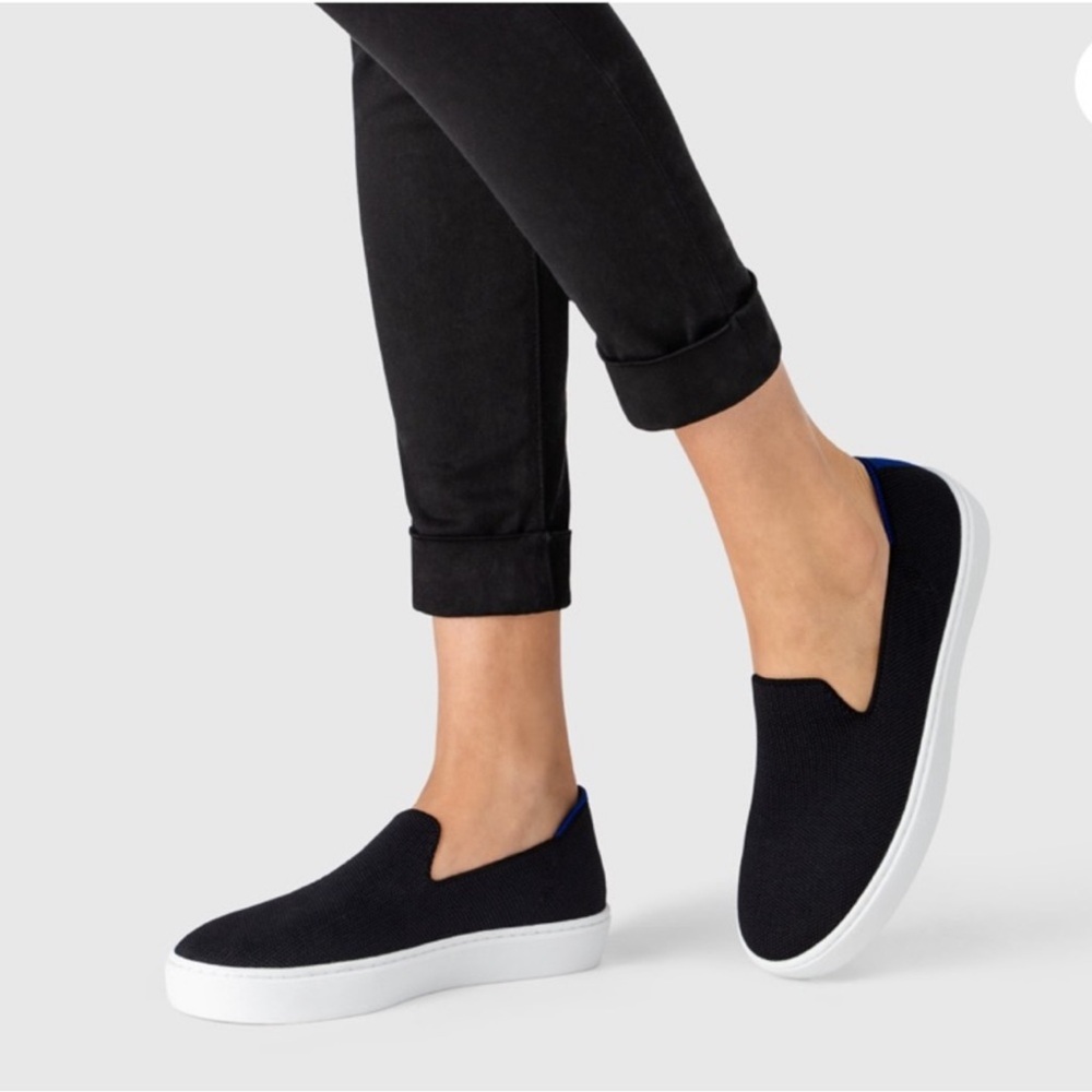 Rothy's Black and Blue Slip-On Sneakers